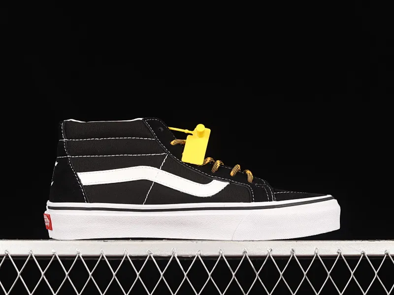 All categories Vans Vans series Vans Mid Vans China Coutie Vans x One World 2 joint limited edition black and yellow letter mid-top casual canvas shoes VN0A391F3TGT